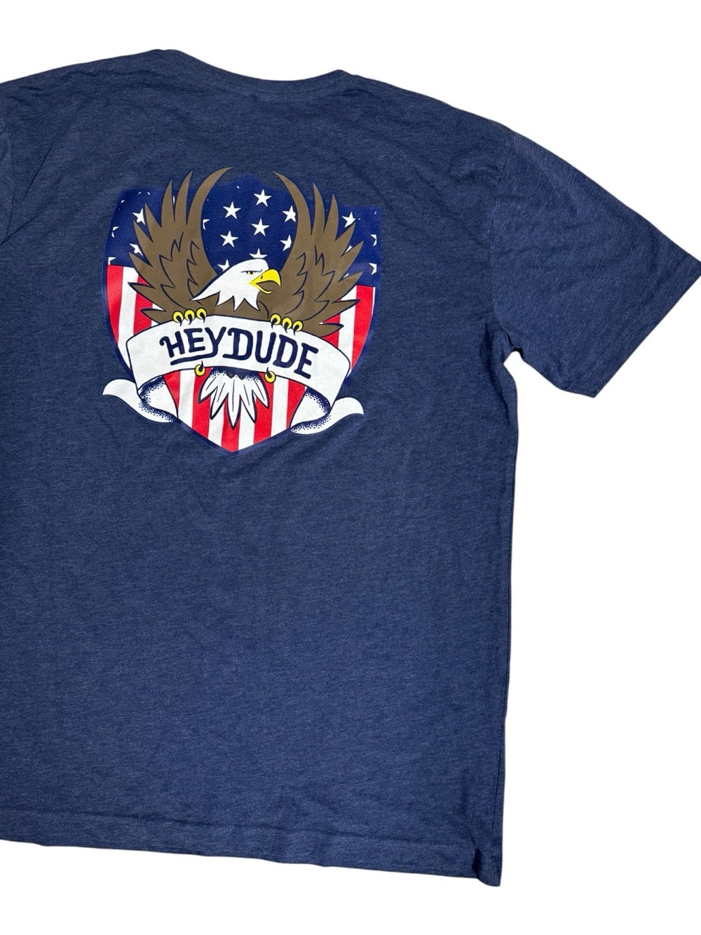 🦅NWT Hey Dude Men’s Blue Bald Eagle Crest Logo Graphic Short Sleeve Tee | XL